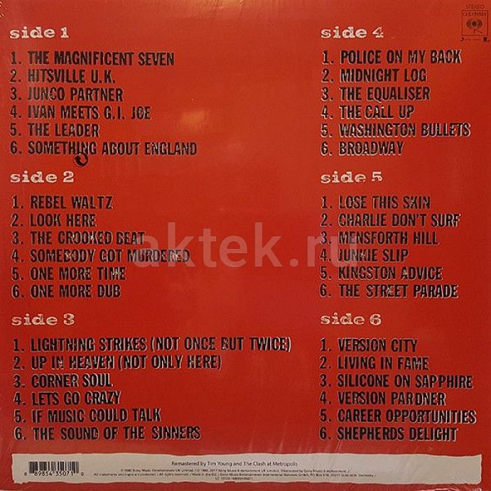 Виниловая пластинка THE CLASH - SANDINISTA! 180 GRAM BLACK VINYL 12" 2