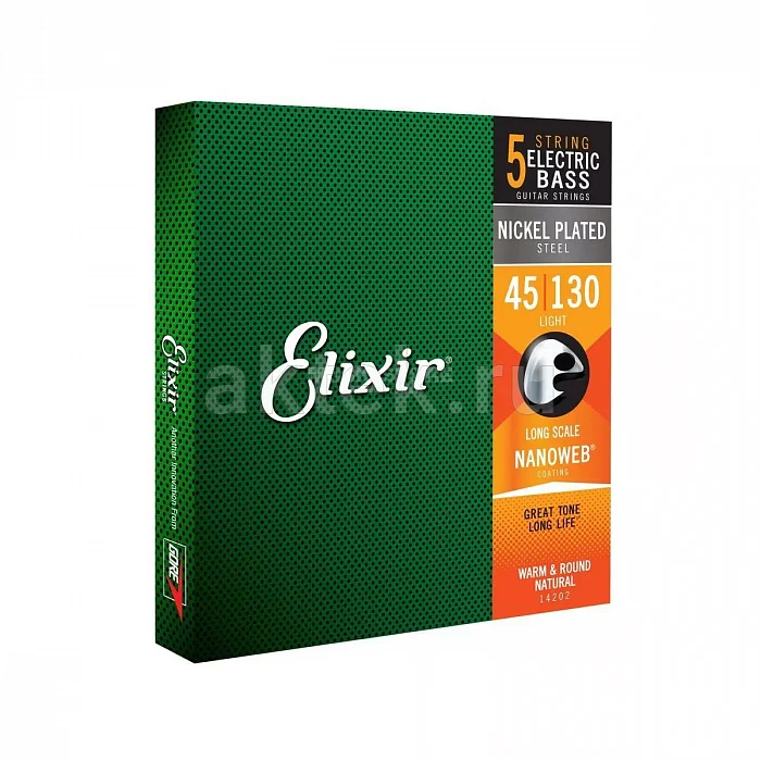Elixir 14202 NanoWeb струны для 5-струнной бас-гитары, 45-130 2