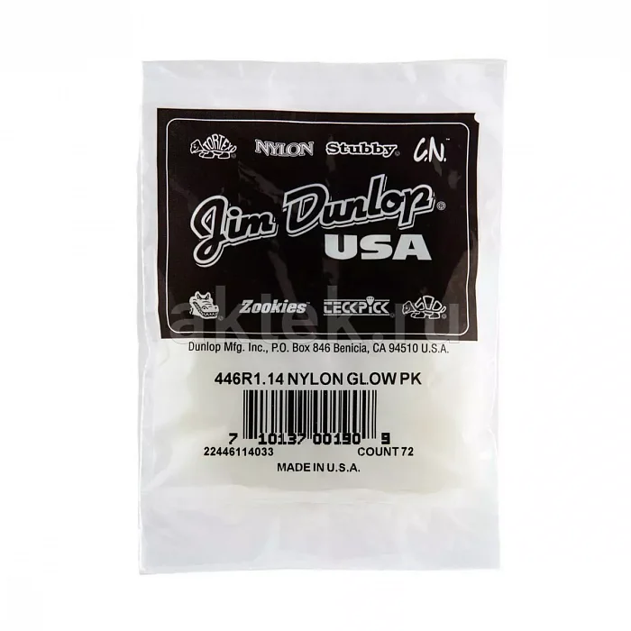 Dunlop 446R114 Nylon Glow 72Pack медиаторы, нейлон, 1,14 мм 5