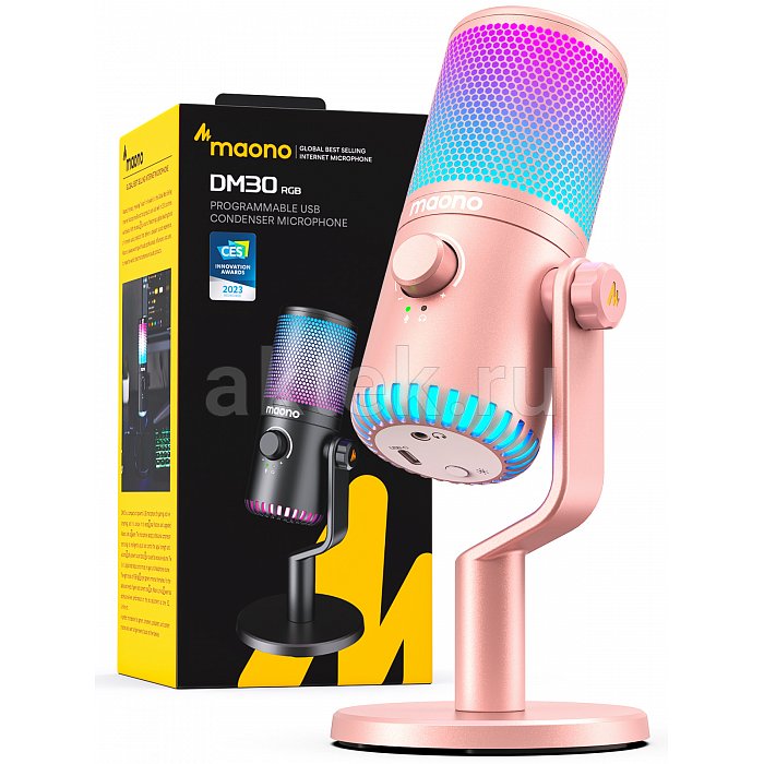 Maono DM30RGB (pink), конденсаторный USB микрофон, 24bit/48kHz 5