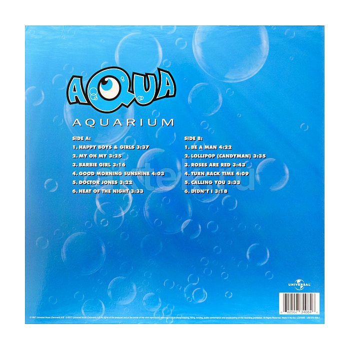 Виниловая пластинка AQUA - AQUARIUM 180 GRAM BLUE VINYL 12" 2