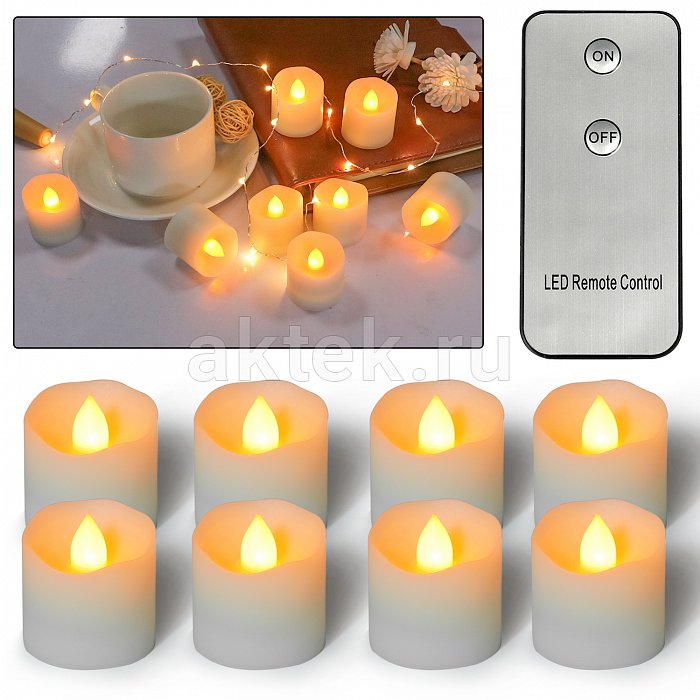 Комплект светодиодных свечей с пультом ДУ Candle LED Flame Remote Yellow 6