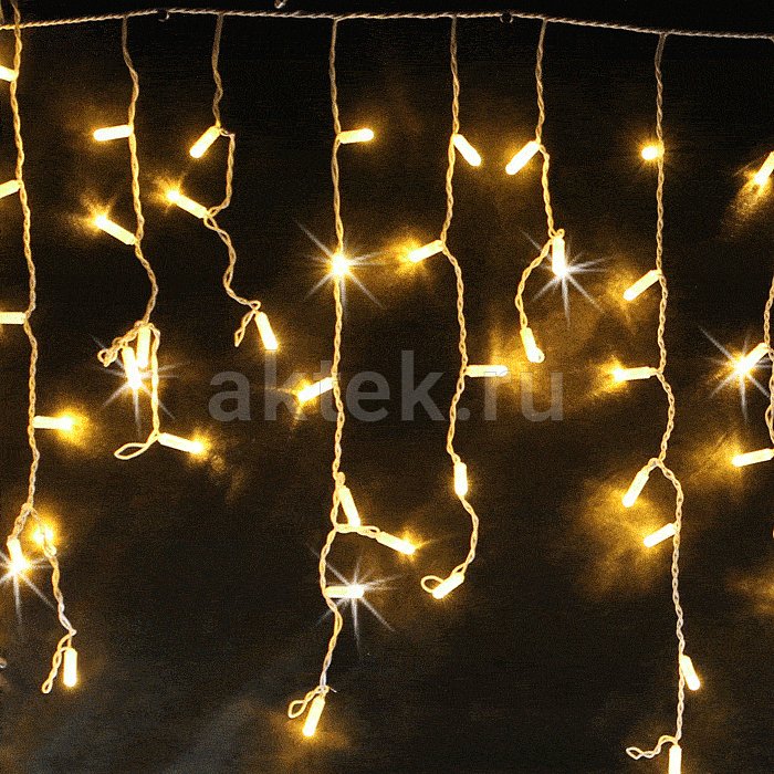 Гирлянда Айсикл (бахрома) с белым проводом NEON-NIGHT 128x3,65 Вт LED 4х0,6м желтый