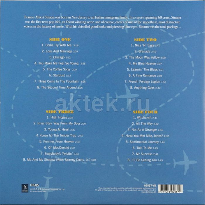 Виниловая пластинка FRANK SINATRA - COME FLY WITH ME 180 GRAM BLACK VINYL 12" 2