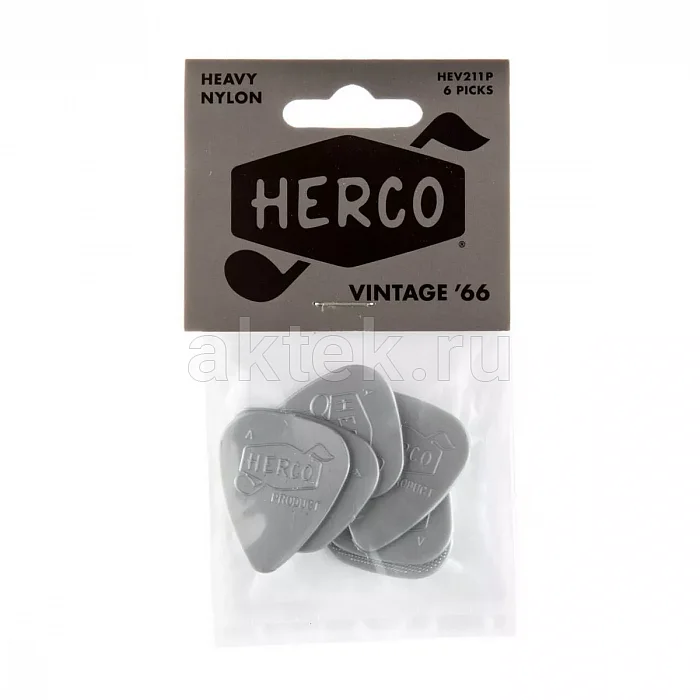 Herco HEV211P Vintage ’66 Nylon Heavy медиаторы, нейлон, 6 шт 4