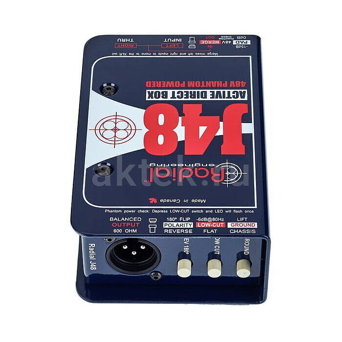 Директ-бокс Radial J48 1-channel Active 48v Direct Box 9