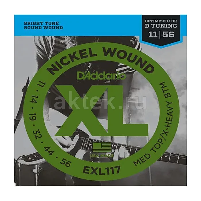 D'Addario EXL117 комплект струн, калибр 11-56, обмотка из никелированной стали