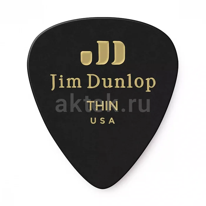 Dunlop 483P03TH Celluloid Black Thin 12Pack медиаторы, целлулоид, 12 шт