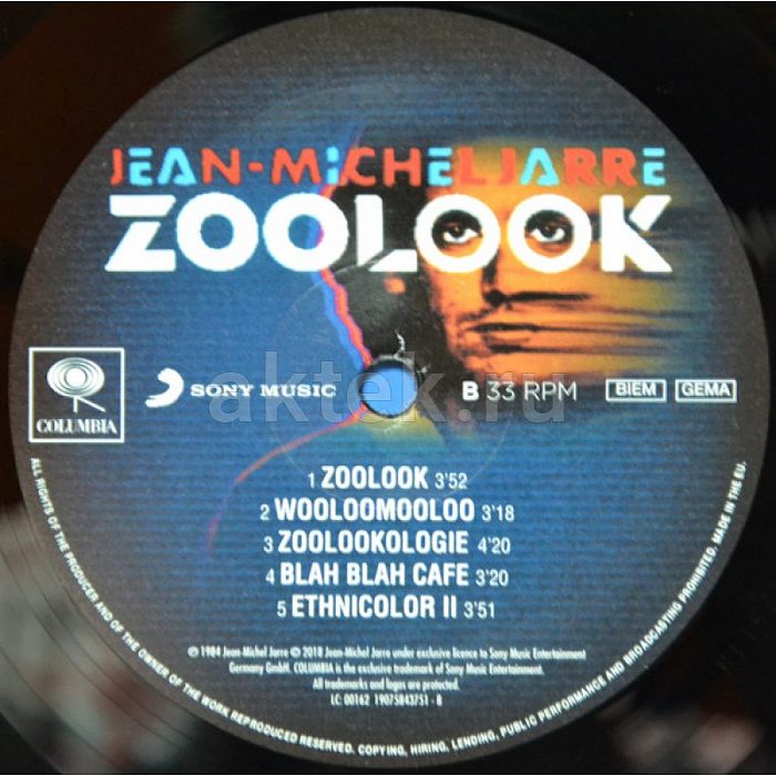 Виниловая пластинка JEAN-MICHEL JARRE - ZOOLOOK BLACK VINYL 12" 4