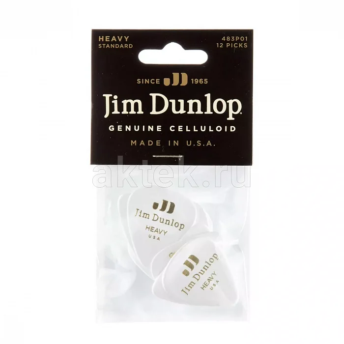 Dunlop 483P01HV Celluloid White Heavy 12Pack медиаторы, целлулоид, 12 шт 4