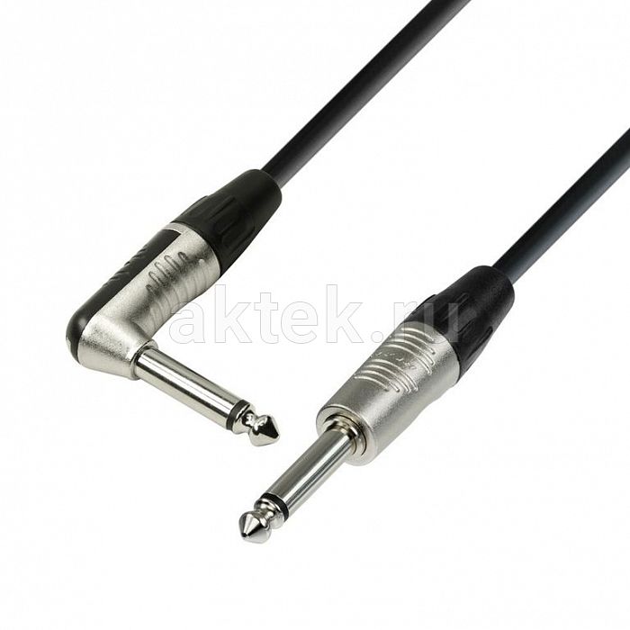 Adam Hall K4IPR0600 Black инструментальный кабель TS6.3-M–TS6.3-M прямой–угловой 6м