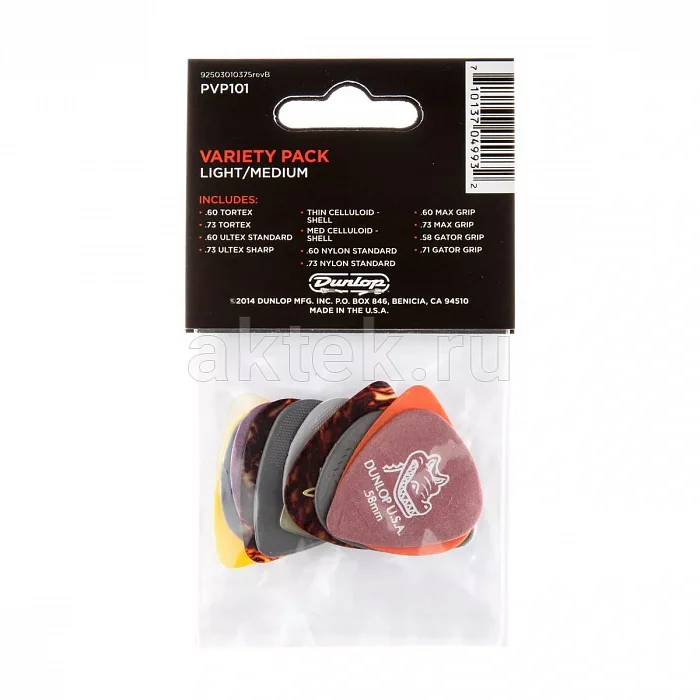 Dunlop PVP101 Variety 12Pack медиаторы, tortex, средние, 12 шт 2