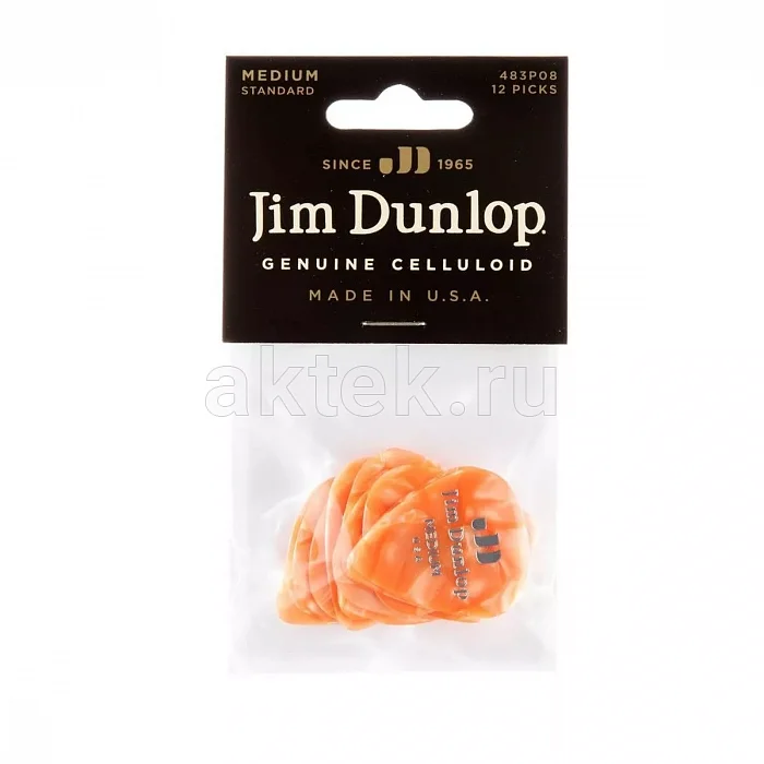 Dunlop 483P08HV Celluloid Orange Pearloid Heavy медиаторы, целлулоид, 12 шт 4