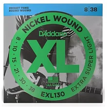 D'Addario EXL130 комплект струн, калибр 8-38, обмотка из никелированной стали