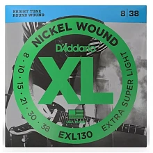 D'Addario EXL130 комплект струн, калибр 8-38, обмотка из никелированной стали
