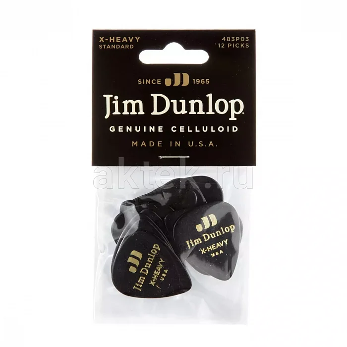Dunlop 483P03XH Celluloid Black Extra Heavy медиаторы, целлулоид, 12 шт 4