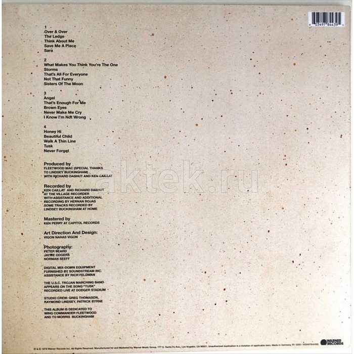 Виниловая пластинка FLEETWOOD MAC - TUSK 180 GRAM BLACK VINYL 12" 2