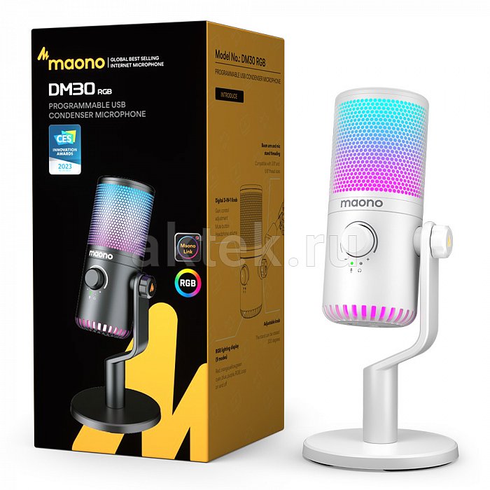 Maono DM30RGB (white), конденсаторный USB микрофон, 24bit/48kHz 6