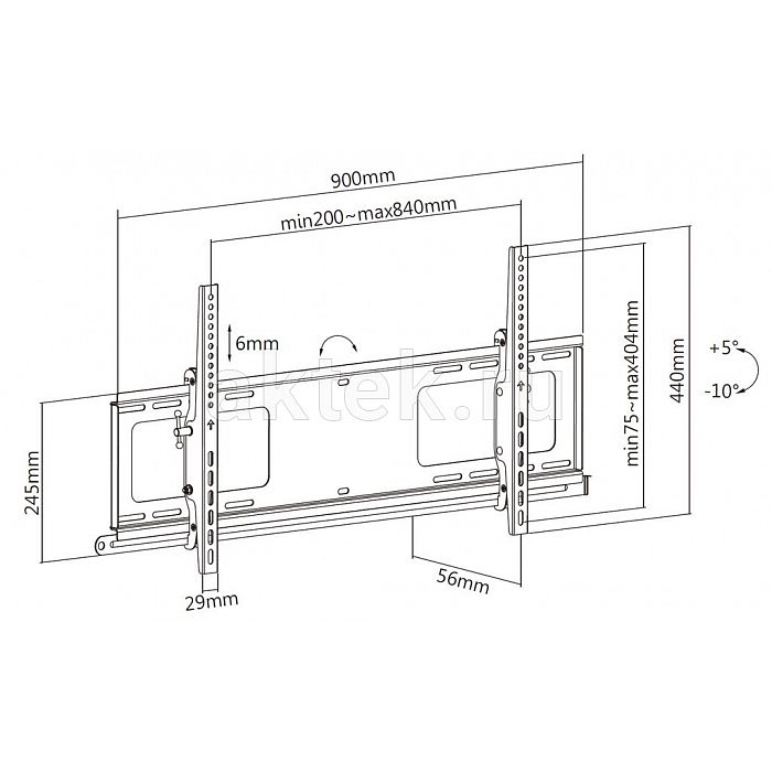 Exell EXi-H1284-AT Black кронштейн 43–90″ VESA800×400 до 107кг 6