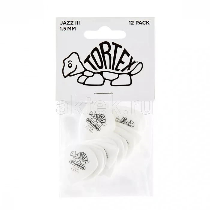 Dunlop 478P150 Tortex White Jazz III медиаторы, 1,5 мм 4
