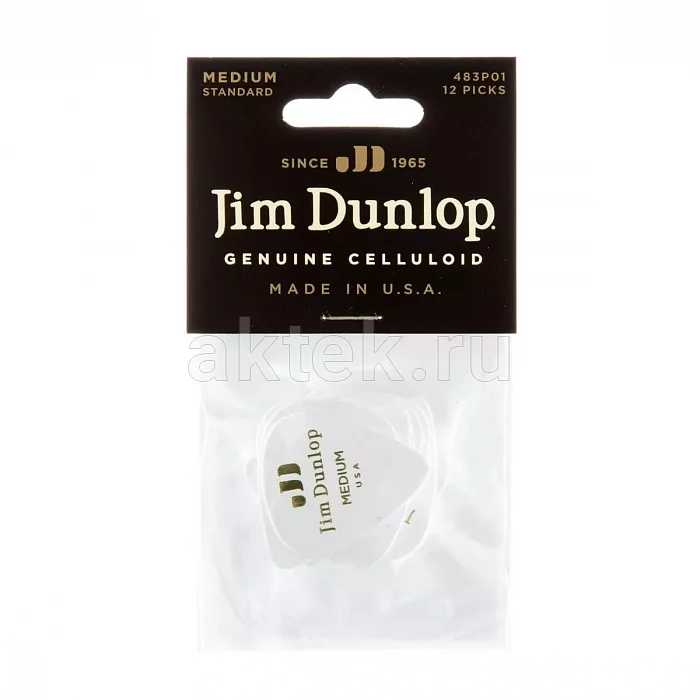 Dunlop 483P01MD Celluloid White Medium 12Pack медиаторы, целлулоид, 12 шт 4