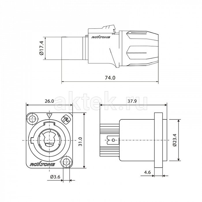 ROXTONE RAC3FCI разъём PowerCON 5