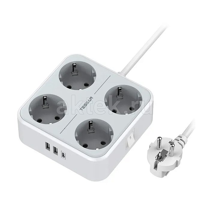 Сетевой фильтр Tessan TS-302-C Grey