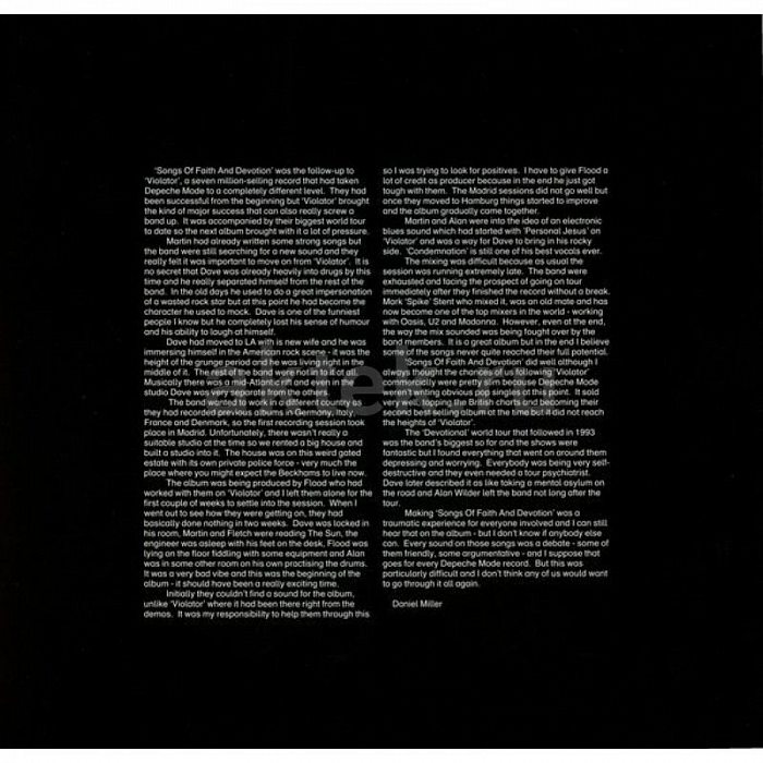 Виниловая пластинка DEPECHE MODE - SONGS OF FAITH AND DEVOTION BLACK VINYL 12" 4