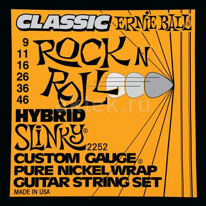 Ernie Ball 2252 струны для электрогитары, чистый никель, 9-46