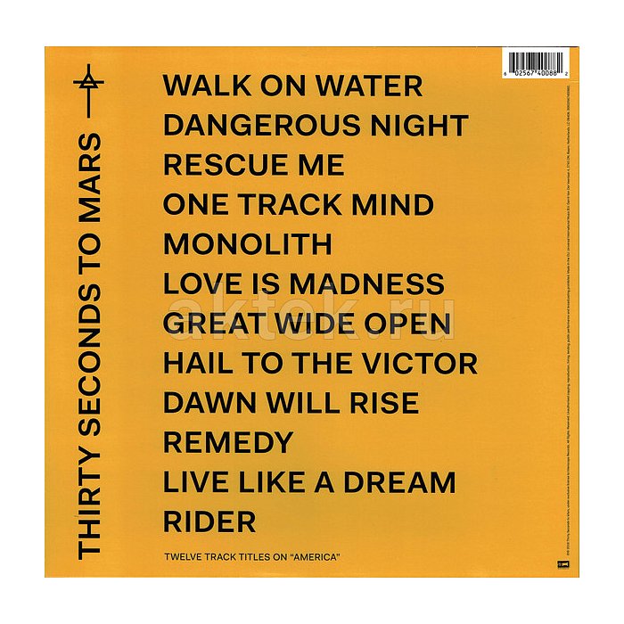 Виниловая пластинка THIRTY SECONDS TO MARS - AMERICA 180 GRAM BLACK VINYL 12" 2