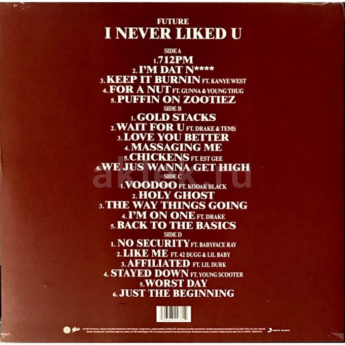 Виниловая пластинка FUTURE - I NEVER LIKED YOU 180 GRAM BLACK VINYL 12" 2