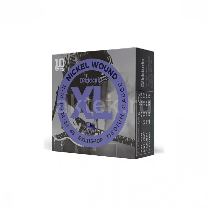 D'Addario EXL115-10P комплект струн, калибр 11-49, никелированная обмотка