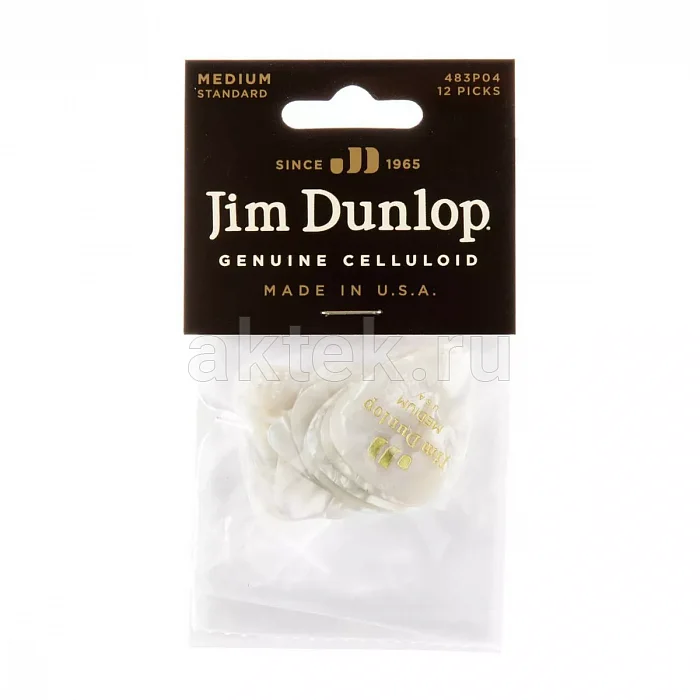 Dunlop 483P04MD Celluloid White Pearloid Medium медиаторы, целлулоид, 12 шт 4