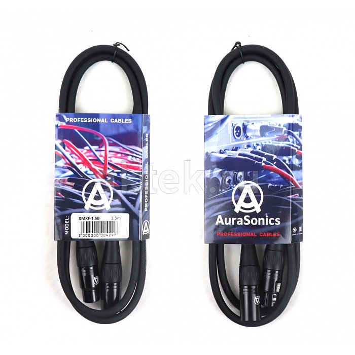 AuraSonics XMXF-1,5B кабель микрофонный XLR(F)-XLR(M), 1,5 м, 24 AWG