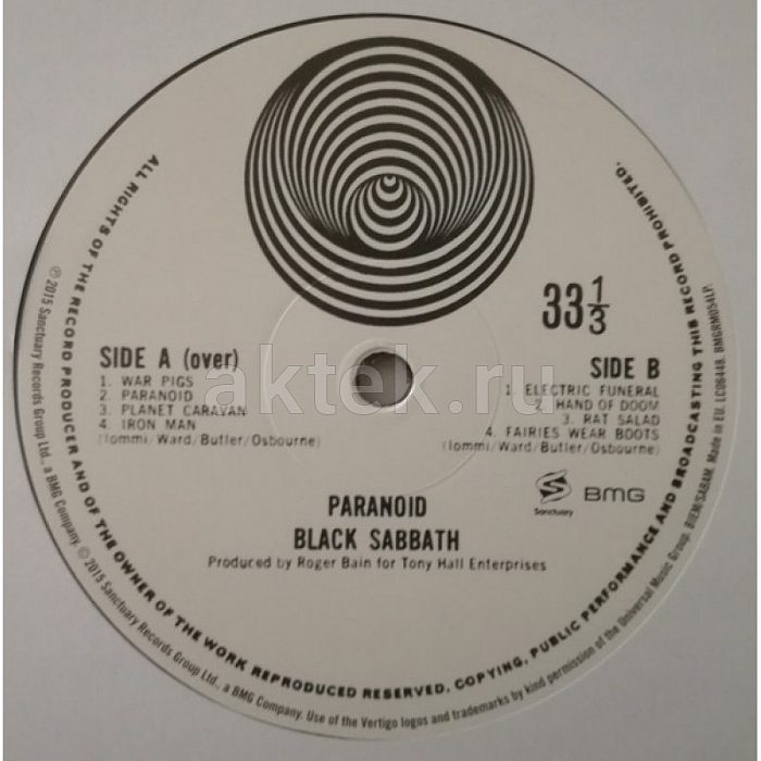 Виниловая пластинка BLACK SABBATH - PARANOID 180 GRAM BLACK VINYL 12" 5
