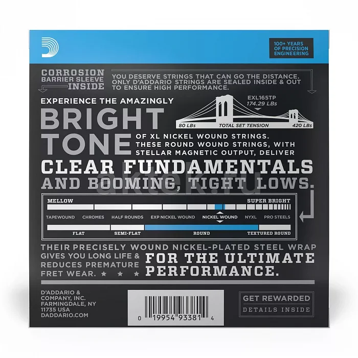 D'Addario EXL165TP комплект струн с никелированной обмоткой 3