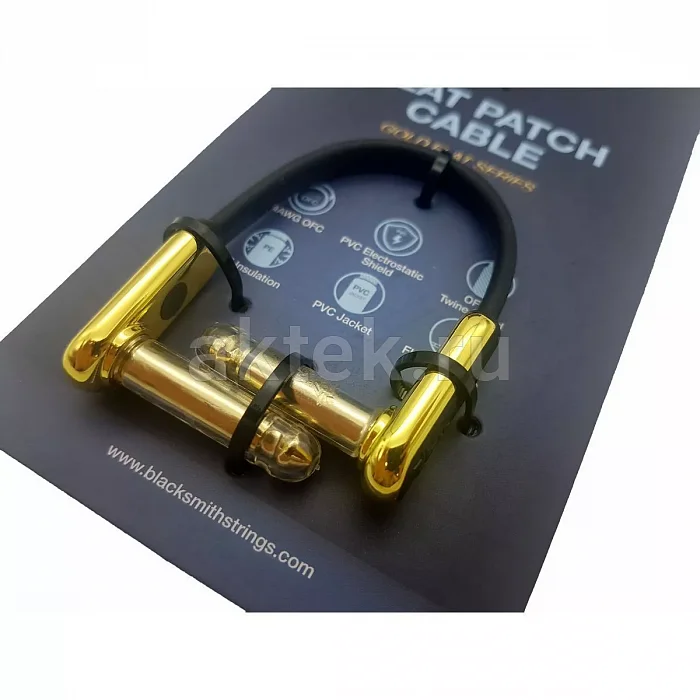 BlackSmith Patch Cable Gold Flat 1.96ft инструментальный кабель, плетёный экран 5