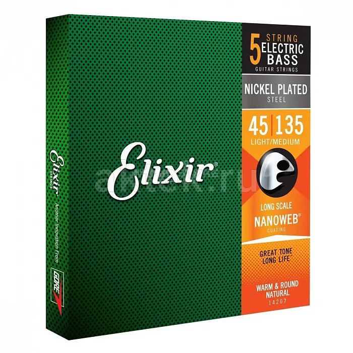 Elixir 14207 NanoWeb комплект струн, 5 струн, калибр 45-135 2