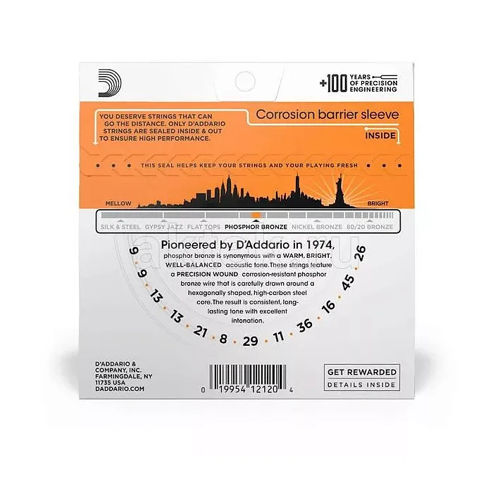 D'Addario EJ41 комплект струн двенадцатиструнной акустической гитары, 9–45 3