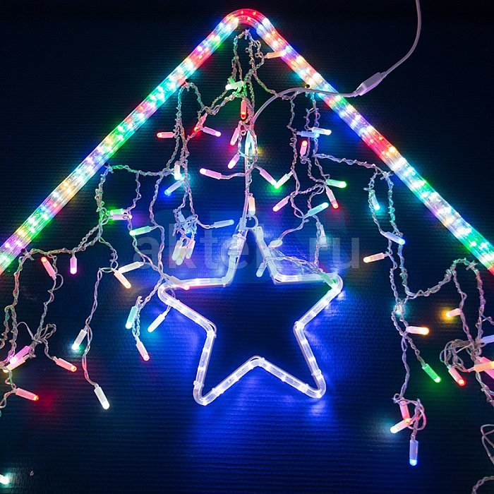 Гирлянда Айсикл (бахрома) NEON-NIGHT 176x16 Вт LED 4,8х0,6м RGB 3