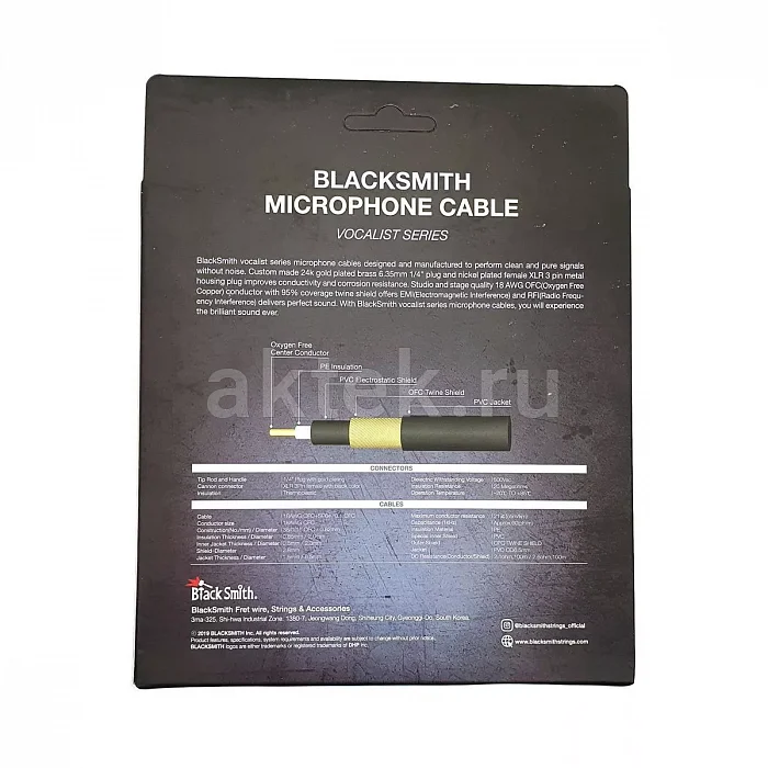 BlackSmith Vocalist 9.8ft микрофонный кабель XLR–Jack 6,3 мм 4
