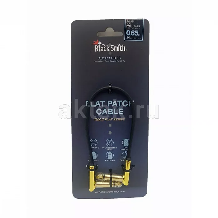 BlackSmith Patch Cable Gold Flat 0.65ft инструментальный кабель