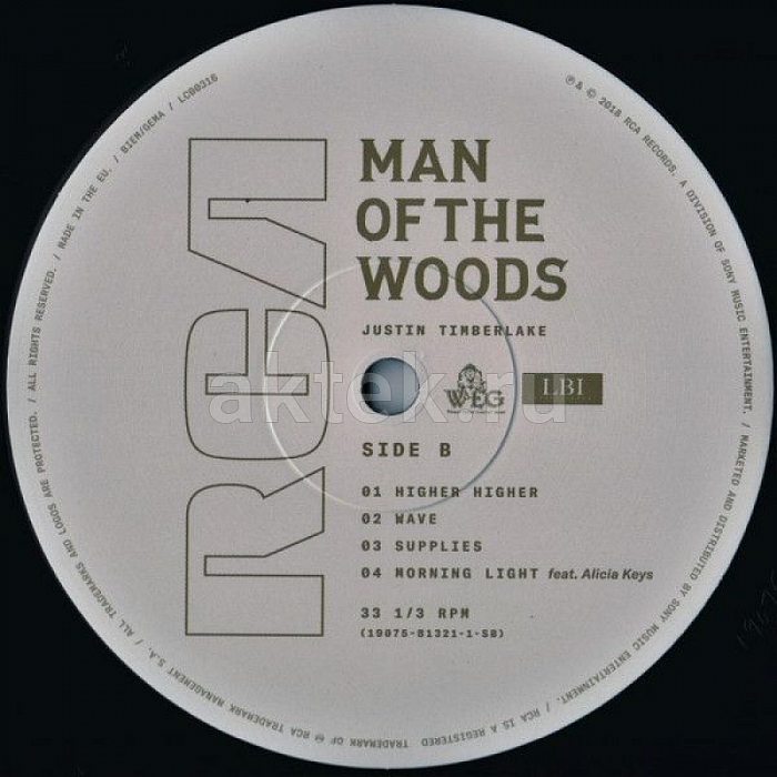 Виниловая пластинка JUSTIN TIMBERLAKE - MAN OF THE WOODS 180 GRAM BLACK VINYL 12" 4