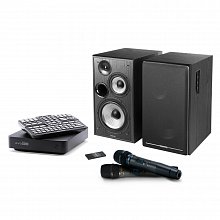 Домашняя караоке система с акустикой и микрофонами EvoBase Black + EDIFIER R2750DB