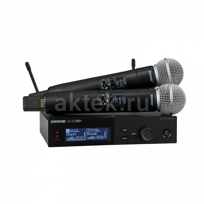 Shure SLXD24D+E/58 двухканальная цифровая радиосистема, два SM58, 470–606 МГц