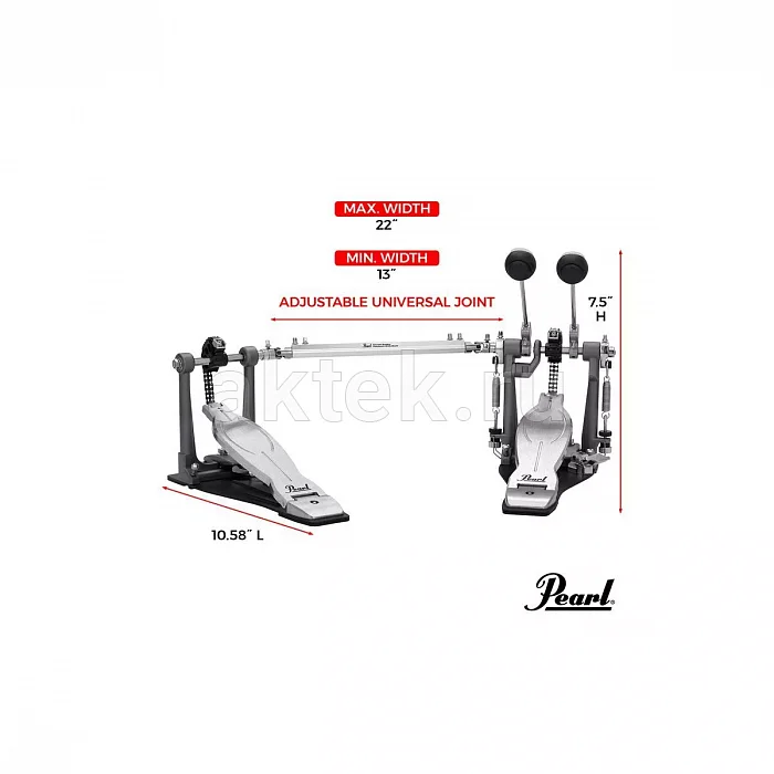 Pearl P-1032 Eliminator Solo двойная педаль бас-барабана, двойная цепь 8