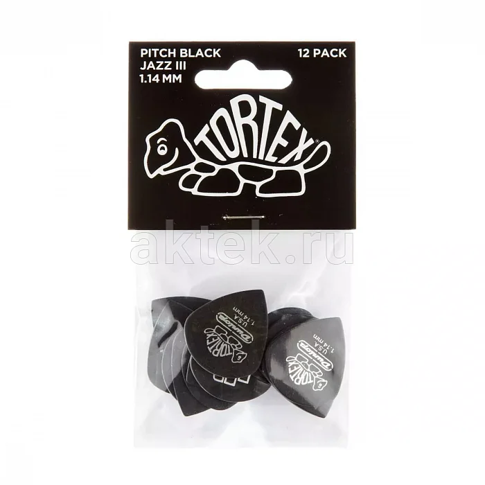 Dunlop 482P114 Tortex Pitch Black Jazz медиаторы, 1,14 мм 4
