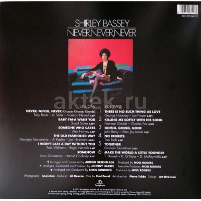 Виниловая пластинка SHIRLEY BASSEY - NEVER NEVER NEVER 180 GRAM BLUE VINYL 12" 2