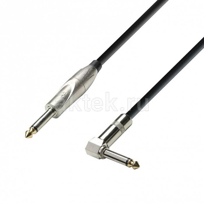 Adam Hall K3IPR0600 Black инструментальный кабель TS6.3–TS6.3 прямой–угловой 6м