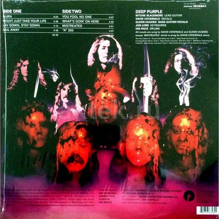 Виниловая пластинка DEEP PURPLE - BURN 180 GRAM BLACK VINYL 12" 2